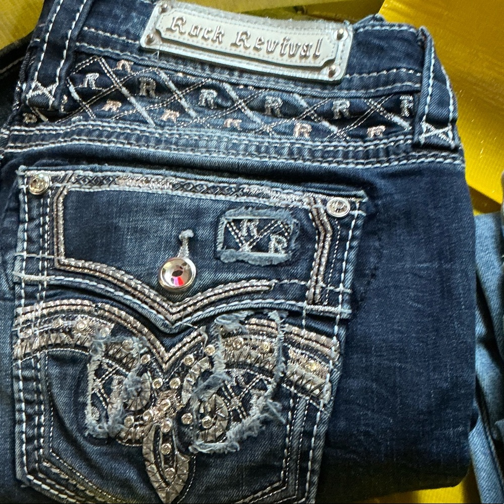 5 pr of rock of revival jeans